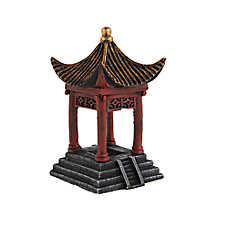 Top Fin? Asian Red Pagoda With Steps Aquarium Ornament - Fish Tank Decor - Small