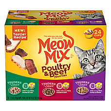 Meow Mix Tender Favorites Wet Cat Food All Ages - Variety Pack, 24 CT, 66 OZ
