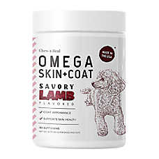 Chew + Heal Dog Omega Skin+Coat Soft Chew Supplement - Savory Lamb, 180 ct