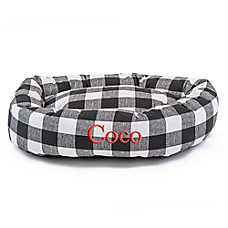 Majestic Pet Personalized Checkered Bagel Cat & Dog Bed