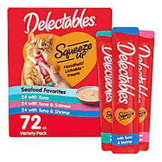 Hartz Delectables Squeeze Up Lickable Cat Treat - Seafood - Variety Pack, 72 CT, 36 OZ