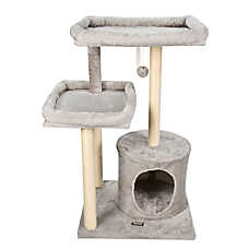 GOOPAWS Faux Fur Cat Tree Tower with Top Perch, 41 Inch