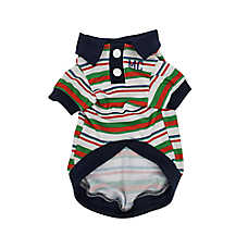 Max's Closet Designer Stripes Polo Red Green Dog Shirt