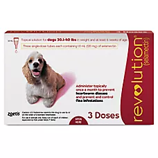 Revolution (selamectin) Topical for Dogs - 20.1-40 (Red)  - 3 or 6 Month Supply