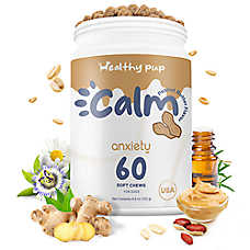 Healthy Pup Dog Calm Calming Supplement Soft Chews for Anxiety Relief, Peanut Butter Bliss, 60 Count