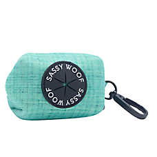 Sassy Woof Dog Waste Bag Holder, Wag Your Teal Bag Holder W/ Carabiner Clip For Convenient Access