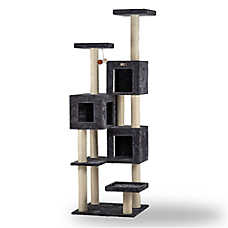 Armarkat 80-in Real Wood Cat Tower with Condos for Multiple Cats, Dark Gray
