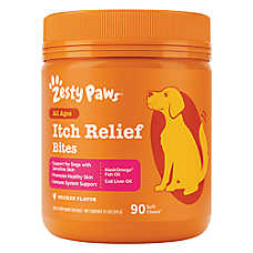 Zesty Paws Itch Relief Bites, Dog Soft Chew Immune Supplement for Skin Health, Chicken Flavor, 90ct