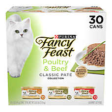 Purina Fancy Feast Classic Pate Wet Cat Food - Poultry & Beef, With Liver, Variety Pack, 3 Oz, 30 Ct