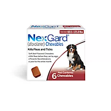 NexGard Chewable Tablets for Dogs 60.1-121 lbs (Red Box) - 1, 3, or 6 Month Supply