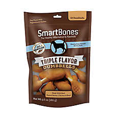 SmartBones? Triple Flavor Dumbells Dog Treat - Peanut Butter, Chicken & Beef