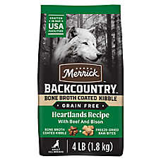 Merrick Backcountry Grain Free Bone Broth Coated Kibble Adult Dog Dry Food - Natural, Beef & Bison