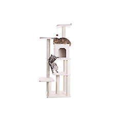 Armarkat 68-in Classic Faux Fleece Real Wood Cat Tree Multi-Level Tower, Ivory