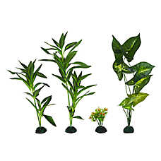 Top Fin? Artificial Aqaurium Plant Variety Pack Green Fish Tank Decor - Up to 15 in