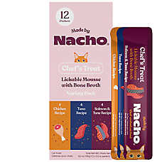 Made by Nacho Cat Treat - Lickable Mousse with Bone Broth, 12 Ct Variety Pack, 6 OZ