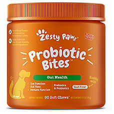 Zesty Paws Dog Probiotic Bites, Gut Flora & Digestive Supplements, Pumpkin Flavor, 90-250 Count