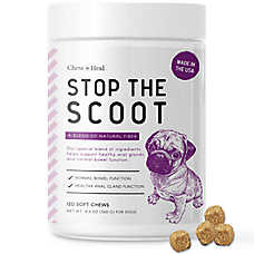 Chew + Heal Dog Stop the Scoot Anal Gland Support & Bowel Function Supplement, Chicken Flavor, 120ct