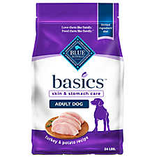 Blue Buffalo Basics Skin & Stomach Care, Turkey & Potato Adult Dry Dog Food, Chicken Free