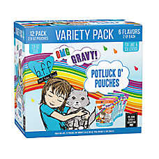 Weruva B.F.F. OMG Gravy! For Land & Sea Lovers Potluck O' Pouches Wet Cat Food - Variety Pack, 12ct