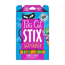Tiki Cat Adult Lickable Cat Treats - Stix Wet Treats, Variety Pack, 20 CT, 10 OZ
