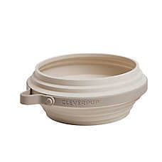 Cleverpup Nomad Collapsible Travel Bowl W/ Splash Guard Rim & Built-In Attachment Loop, Sand