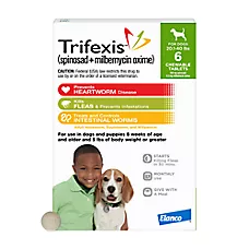 Trifexis Chewable Tablet for Dogs, 20.1-40 lbs (Green), 1 or 6 Month Supply