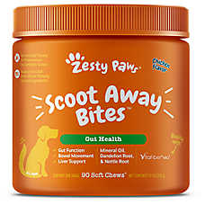 Zesty Paws Dog Scoot Away Bites, Soft Chew Digestive Supplement, Gut Health, Chicken Flavor, 90ct