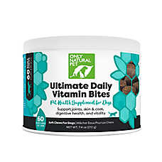 Only Natural Pet Dog Ultimate Daily Vitamin Bites, Grain Free, Bacon Flavor Soft Chews, 60 ct