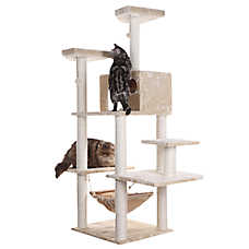 Armarkat 72-in Faux Fur Basket, Real Wood Condo & Cat Tree, Beige