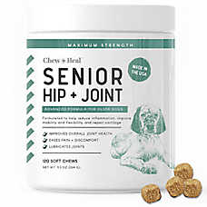 Chew + Heal Dog Senior Hip & Joint Supplement, Advanced Formula, Chicken Flavor, 120 Count