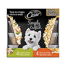 Cesar? Simply Crafted Adult Wet Dog Food Toppers - Chicken Variety Pack, 8 Count