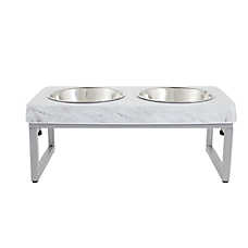 Top Paw? White Marble Folding Legs Elevated Dog Feeder, 3.5-cup