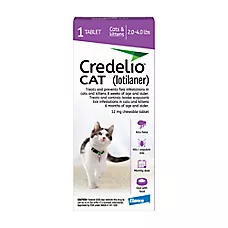 Credelio (lotilaner) Chewable Tablets for Cats & Kittens - 2-4 lbs (Purple) - 1-Month Supply