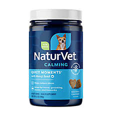 NaturVet Quiet Moments with Hemp Seed Calming Supplements for Dogs, Bacon and Chicken Flavor, 60 Ct