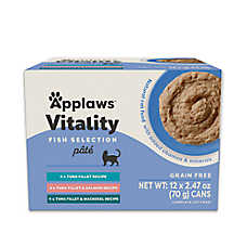 Applaws Cat - Adult, Wet Food, Vitality, Pate, Fish Selection, Variety Pack, 12 CT, 29.64 OZ