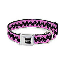 Buckle-Down Peanuts Charlie Brown Seatbelt Dog Collar, Pink/Black