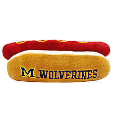 Pets First Michigan Wolverines Plush Hot Dog Dog Toy