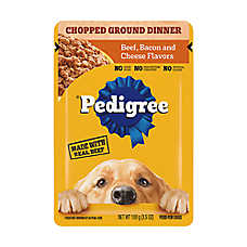 Pedigree? Chopped Ground Dinner Adult Soft Wet Dog Food - Beef, Bacon & Cheese, 3.5 oz. Pouch