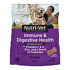 NutriVet Dog Immune & Digestive Health Biscuit Treats, Blend of Prebiotics, Chicken & Salmon, 16oz