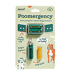WOOF Poomergency Starter Pack, Dog Poop Bag Holder For Collars - 23 Emergency Refills -  Green