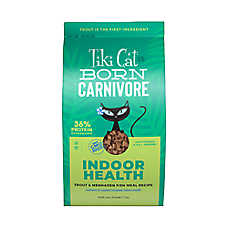 Tiki Cat? Born Carnivore? Indoor Health Dry Cat Food - High Protein, Non-GMO, Trout & Menhaden Fish