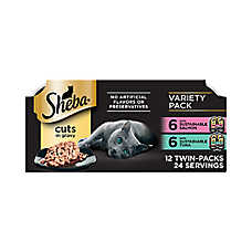 Sheba? Perfect Portions Adult Wet Cat Food - Salmon & Tuna, Cuts in Gravy, Variety Pack, 12 CT