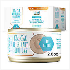 Tiki Cat Veterinary Solution LO-Calorie Wet Cat Food - Chicken & Tilapia in Chicken Broth, Mousse