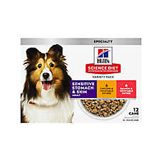 Hill's Science Diet Sensitive Stomach & Skin Adult Wet Dog Food - 12.8 oz, 12 Count Variety Pack