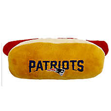 Pets First New England Patriots Plush Hot Dog Dog Toy