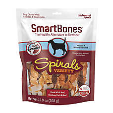 SmartBones? Spirals Variety Dog Treat - Chicken, Pork & Beef