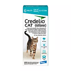 Credelio (lotilaner) Chewable Tablets for Cats - 4.1 - 17 lbs (Teal) - 1, 3, or 6 Month Supply