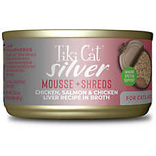 Tiki Cat Silver Mousse & Shreds Senior Cat Wet Food - Natural, 2.4oz