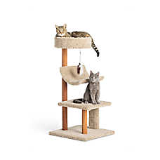 Whisker City? 41-in Cozy Inn Carpet 3-Level Cat Tower, Dangling Toy (COLOR VARIES)