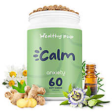 Healthy Pup Dog Premium Calming Chews, Anxiety Relief Supplement w/ Melatonin, Natural Flavor, 60 CT